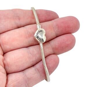 Memories Heart Clasp Snake Chain Bracelet | Italy Sterling Silver 925 | 7.5”
